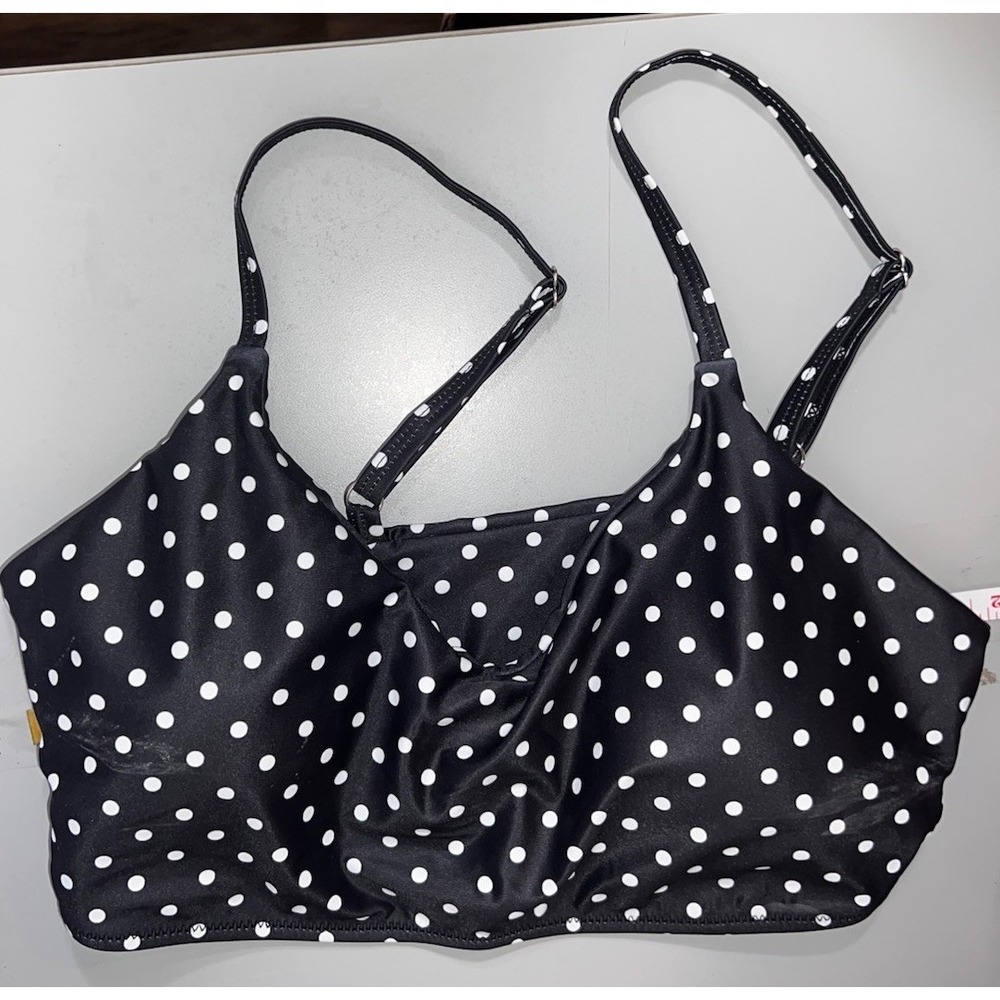 Bloom Size Large Black White Polkadot Adjustable Padded Chic Tankini Top - Picture 7 of 8